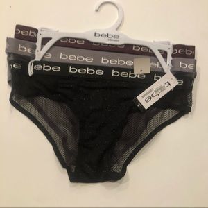 Bebe sexy lacy black glittery 3pc panties set